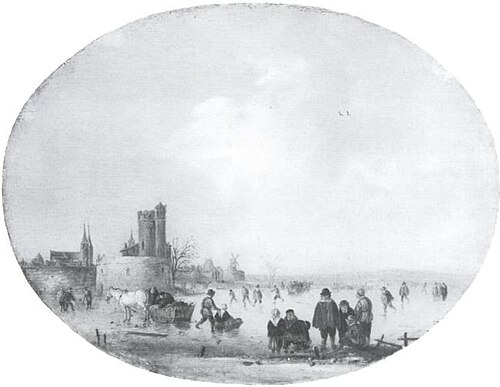 Fortified Town with a Frozen River, 1644, Willem Gillisz. Kool