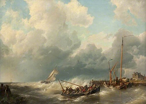 Boats Taking Haven from a Storm, 1853, Hermanus Koekkoek
