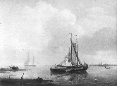 Een stil water met vissersschepen, 1851, Hermanus Koekkoek