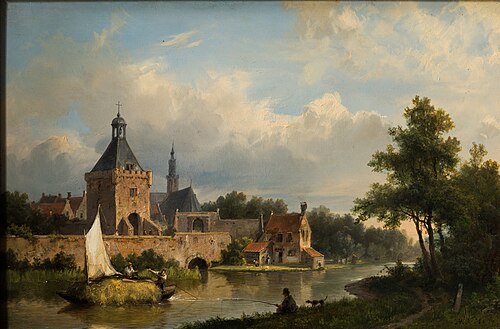 Stad aan een rivier, 1869, Hermanus Koekkoek