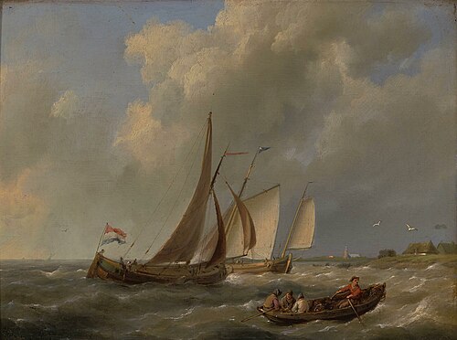 Restless River with Ships, 1837, Hermanus Koekkoek