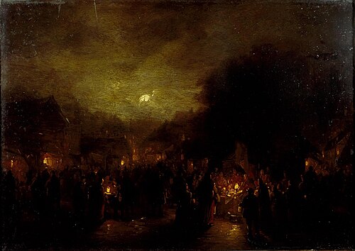 Market By Moonlight, 1850, Georg Gillis Haanen