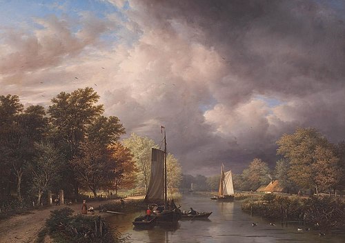 Riviergezicht met donderwolken, 1851, Georg Gillis Haanen