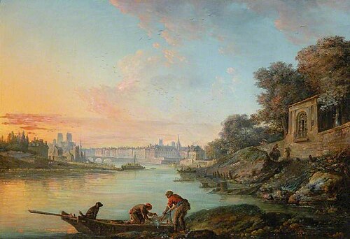 View of the Seine, Paris, Looking West from the Ile Louviers, Evening Effect, 1772, Jean-Baptiste-François Génillion