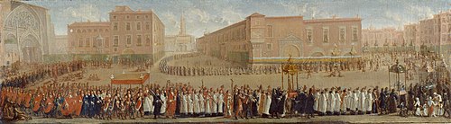 La Procession des corps saints sortant de la cathédrale Saint-Etienne, 1700, Jean Michel