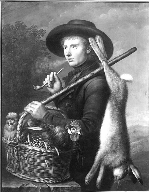 Marktbursche mit Hase und Federvieh, 1803, Johann Jakob de Lose