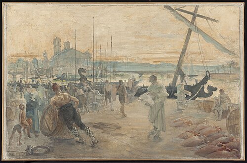 Esquisse pour la salle d'audience du tribunal de commerce de Paris : Les Nautes parisiens à l'époque, 1890, Paul-Louis Delance