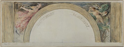 Esquisse pour le salon d'entrée de l'Hôtel de Ville de Paris : La Littérature et les Beaux-arts, 1892, Paul-Louis Delance