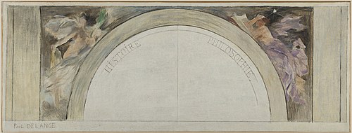Esquisse pour le salon d'entrée de l'Hôtel de Ville de Paris : L'histoire et la philosophie, 1892, Paul-Louis Delance
