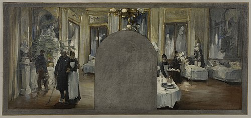 Esquisse pour le cabinet du préfet de l'Hôtel de Ville de Paris : L'ambulance du Théâtre Français, 1889, Paul-Louis Delance