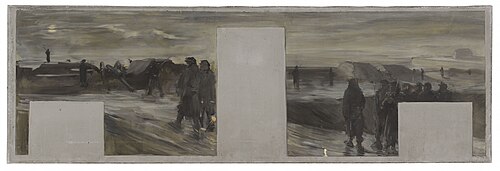 Esquisse pour le cabinet du préfet de l'Hôtel de Ville de Paris : La garde aux remparts, 1889, Paul-Louis Delance