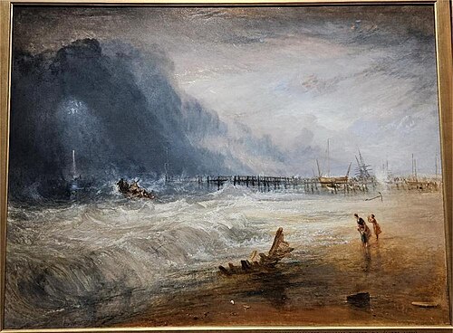 Lifeboat and Manby Apparatus Going off to a Stranded Vessel Making the Signal (Blue Lights) of Distr, 1831, J. M. W. Turner