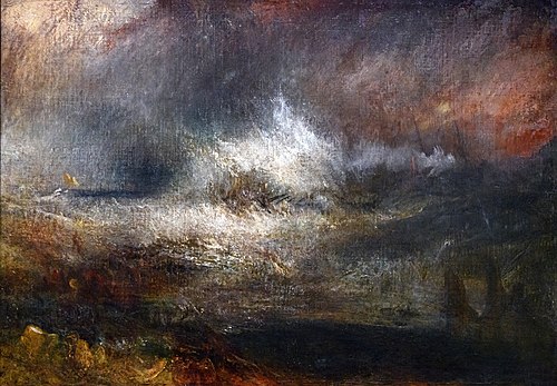 Stormy Sea with Blazing Wreck, 1837, J. M. W. Turner