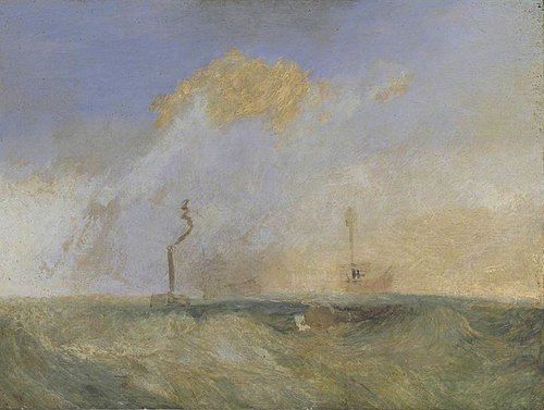 Steamer and Lightship; a study for ‘The Fighting Temeraire’, 1838, J. M. W. Turner