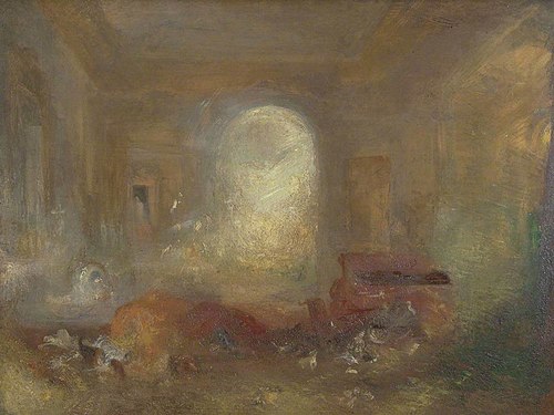 Interior of a Great House: The Drawing Room, East Cowes Castle, 1830, J. M. W. Turner