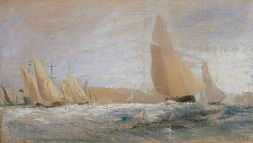 Sketch for ‘East Cowes Castle, the Regatta Beating to Windward’ No. 1, 1827, J. M. W. Turner