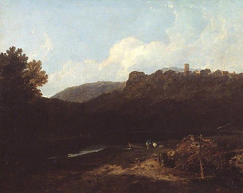 View in Wales: Mountain Scene with Village and Castle - Evening, 1799, Joseph Mallord William Turner