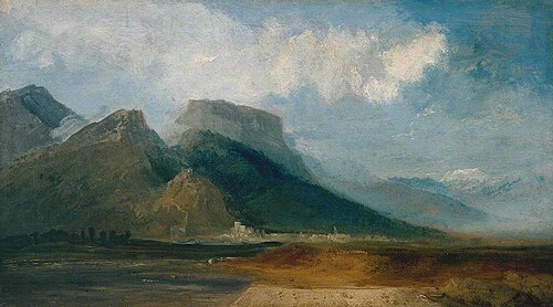 Grenoble Seen from the River Drac with Mont Blanc in the Distance, 1802, Joseph Mallord William Turner