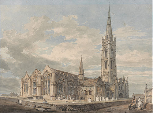 North East View of Grantham Church, Lincolnshire, 1797, J. M. W. Turner