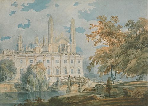 Clare Hall and King’s College Chapel, Cambridge, from the Banks of the River Cam, 1793, J. M. W. Turner