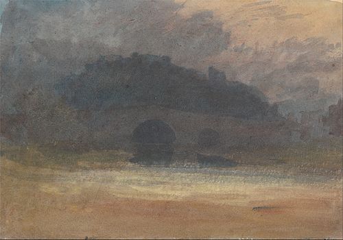 Evening Landscape with Castle and Bridge in Yorkshire, 1798, J. M. W. Turner