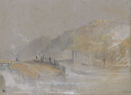 Foul by God- River Landscape with Anglers Fishing From a Weir, 1830, J. M. W. Turner