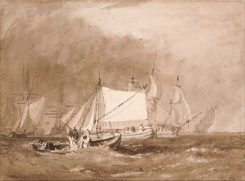 Shipping Scene, with Fishermen, 1850, J. M. W. Turner