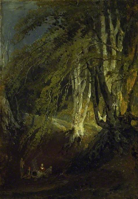 A Beech Wood with Gypsies round a Campfire, 1800, J. M. W. Turner