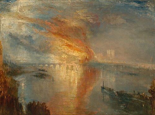 The Burning of the Houses of Lords and Commons, 16 October 1834, 1835, J. M. W. Turner