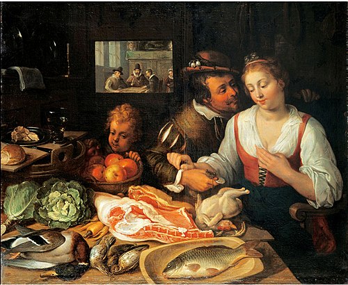 Kitchen Scene, 1613, Jeremias van Winghe