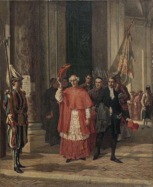 Cardinaux sortant du Vatican par la porte des Suisses, après une audience du Saint-Père, 1867, Auguste Dutuit