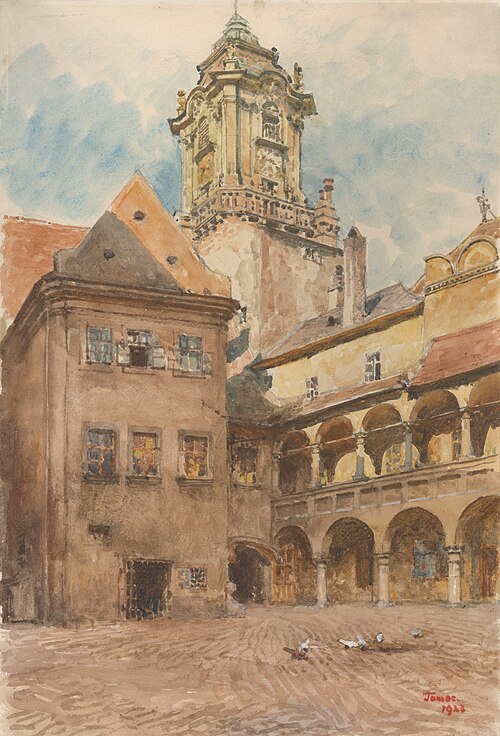 Courtyard of Old Town Hall in Bratislava, 1923, Heinrich Tomec