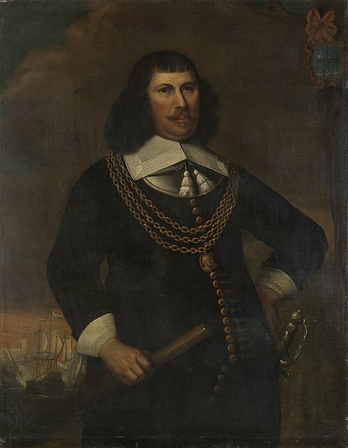Portrait of Pieter Florisz (1605-58), vice-admiral  of the northern district, 1685, Abraham Liedts