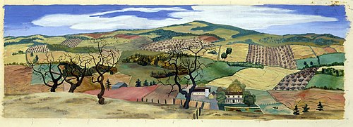 Landscape (mural study, Cornelia, Georgia Post Office), 1938, Charles Trumbo Henry