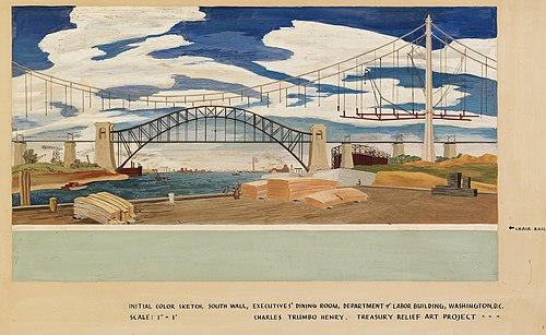 Aspects of the American Industrial Scene (mural study for U.S. Department of Labor, Washington, D.C., 1937, Charles Trumbo Henry
