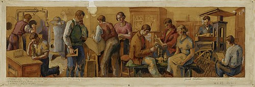 Scientists of Today (mural study, University Post Office, Seattle, Washington), 1939, Jacob Elshin