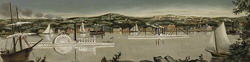 View of Poughkeepsie in 1840 (mural study, Poughkeepsie, New York Post Office), 1940, Georgina Klitgaard
