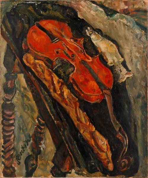 Nature morte au violon, pain et poisson, 1922, Chaïm Soutine