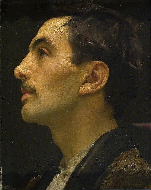 Head of an Italian Male Model, 1855, Frederic Leighton