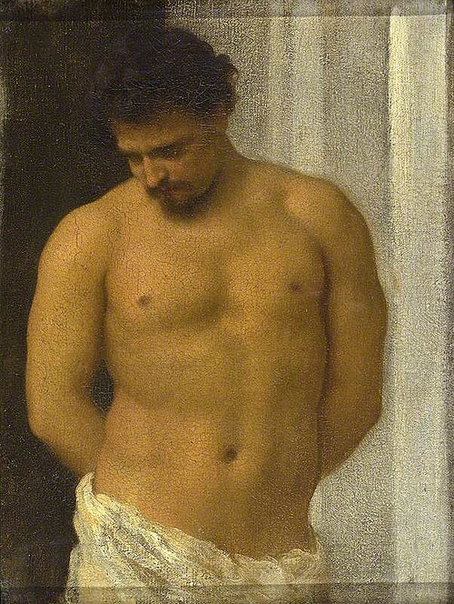 Study of Male Figure, Half-Length, 1860, Frederic Leighton