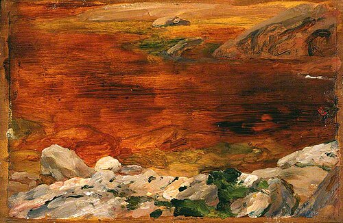 Sketch: Rocks and Water, Scotland (A Pool, Findhorn), 1890, Frederic Leighton
