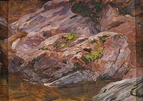 Pink Granite Boulders, Findhorn River, 1890, Frederic Leighton