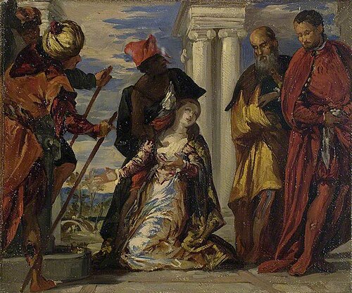 The Martyrdom of Saint Justina (sketch after Veronese), , Frederic Leighton