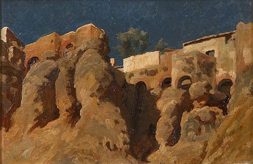 Houses on a Cliff Top in the Mediterranean (possibly on Capri), 1859, Frederic Leighton