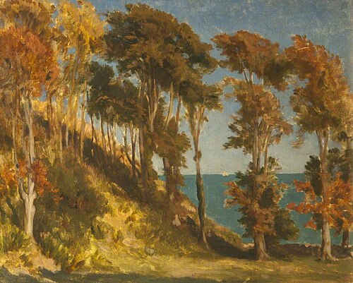 A Wooded Hill with the Sea beyond, 1873, Frederic Leighton