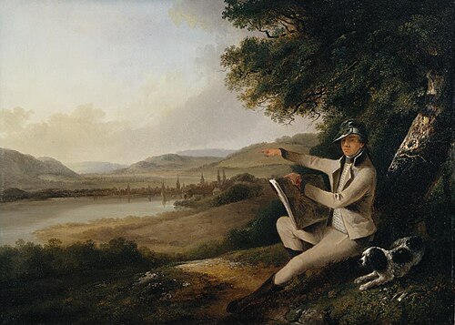 Bildnis eines Malers mit Blick auf Zürich, 1790, Heinrich Wüest