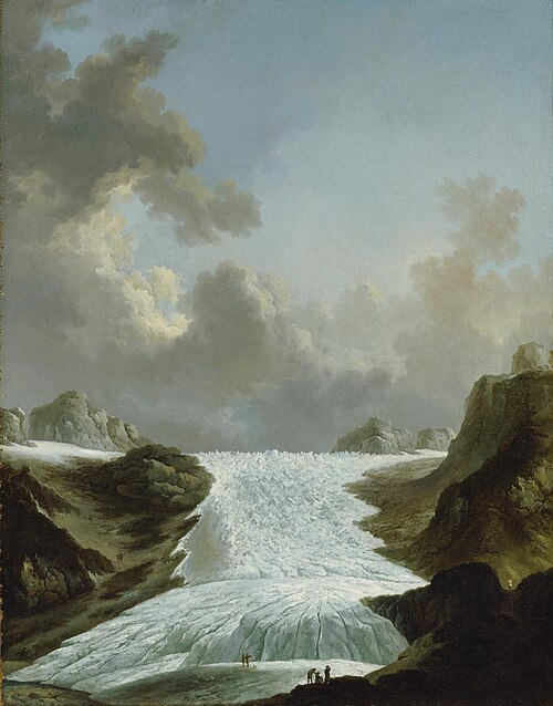 Der Rhonegletscher. Fünf Panneaux aus dem Gartensaal des Hauses zum Wollenhof, 1775, Heinrich Wüest