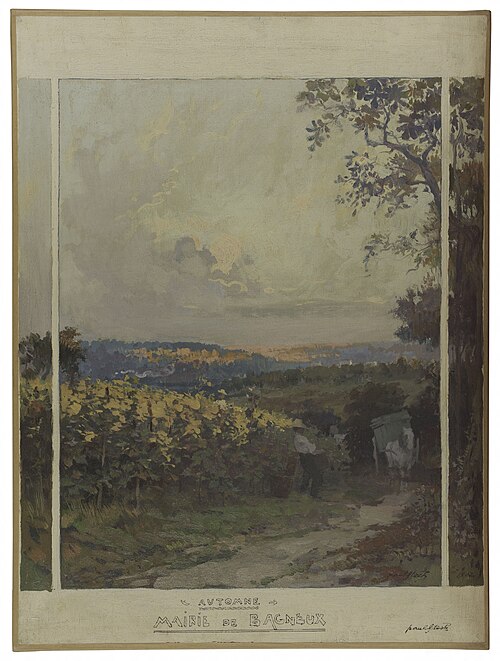 Esquisse pour la mairie de Bagneux : paysage d'automne, 1902, Paul Steck