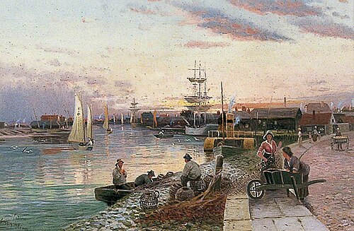 Fishermen beside a River Mouth, 1900, Sidney Pike