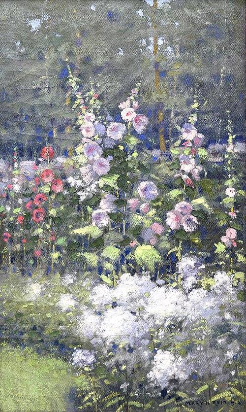 Hollyhocks, 1914, Mary Hiester Reid